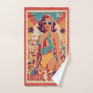Toalha De Mão Monograma Personalizado Ibiza, Poster de viagens E