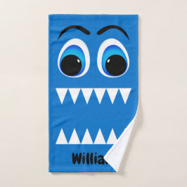Toalha De Mão Monstro Azul De Desenho Cara Engraçada