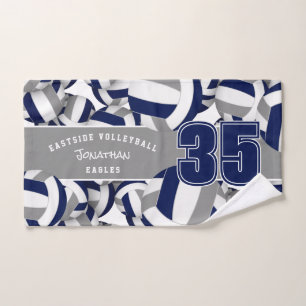 Toalha De Mão Muitas bolas de volleyball com o nome de atleta ma