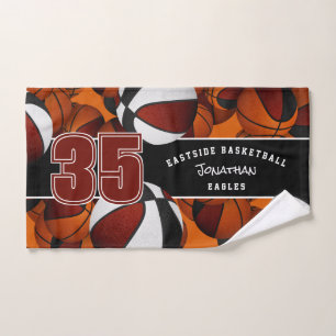 Toalha De Mão Muitas cores da equipe de basketball em maroon pre