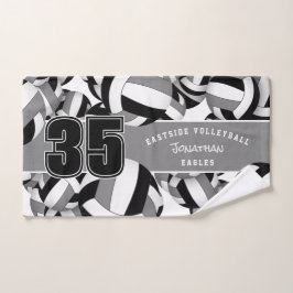 Toalha De Mão Muitas volebolas de atleta dão cinzas pretas