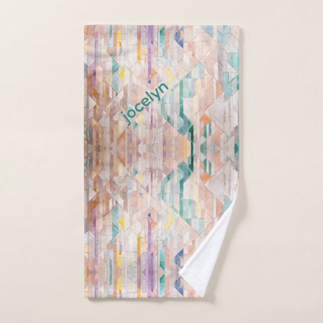 Toalha De Mão Multicores cor-de-rosa azul-roxa personalizada (Toalha de mão)