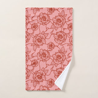 Toalha De Mão Murmurios de Rosa, Arte de Linha Elegante Padrão F