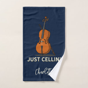 Toalha De Mão Músico do Monograma Personalizado do Script Cello