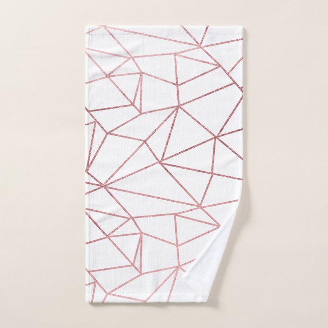 Toalha De Mão Na moda elegante faux rosa dourado geométrico (Toalha de mão)