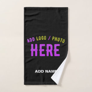 TOALHA DE MÃO NA MODA MODERNO PERSONALIZÁVEL NEGRO VERIFICADO CO