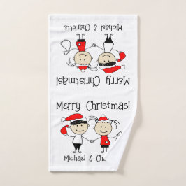 Toalha De Mão Natal para crianças e Casais adultos personalizáve