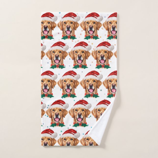 Toalha De Mão Natal Retriever Dourado de Natal (Toalha de mão)