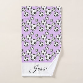 Toalha De Mão Nome da Equipe do Garota de Futebol Fofo Cinza Ros