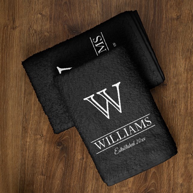 Toalha De Mão Nome da Família do Monograma Clássico Elegante Per (Criador carregado)