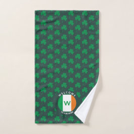 Toalha De Mão Nome Moderno Monograma Irish Flag Shamrock