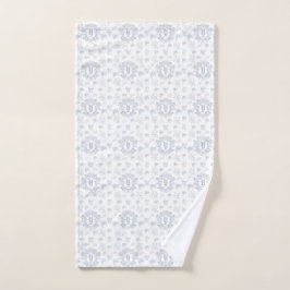 Toalha De Mão Nome Monograma Repetitivo Toile Azul Vitoriano