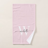 Nome Monograma Rosa Bege Moderno Estiloso Script