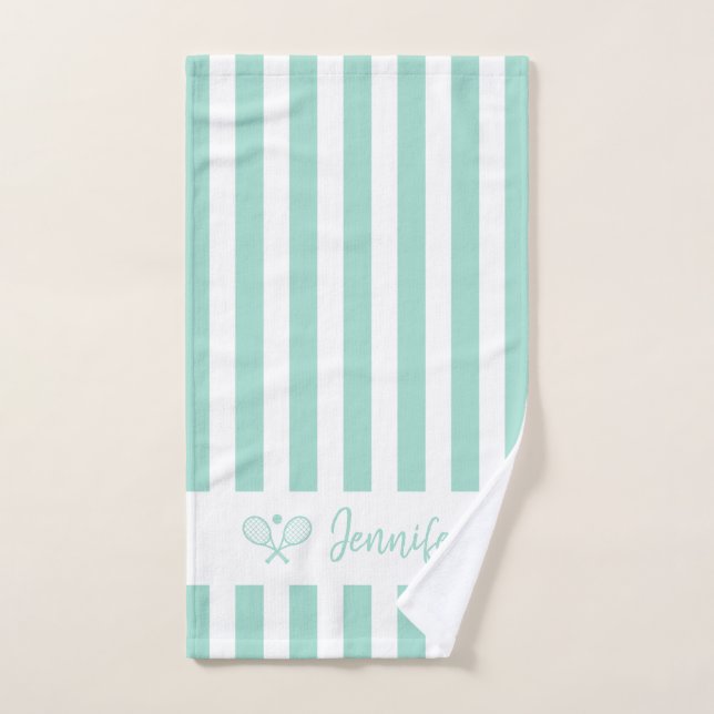 Toalha De Mão Nome Personalizado Bastante Tênis Azul Aqua (Toalha de mão)
