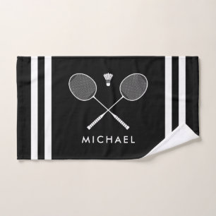 Toalha De Mão Nome Personalizado Faixa Preta do Badminton