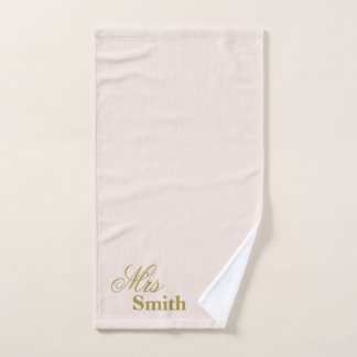 Toalha De Mão Nome Personalizado Sra Smith Beijo Dourado