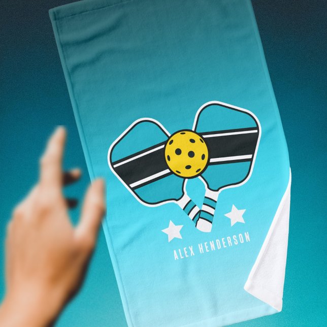Toalha De Mão Nome Personalizável Mint Pickleball Paddle (Criador carregado)