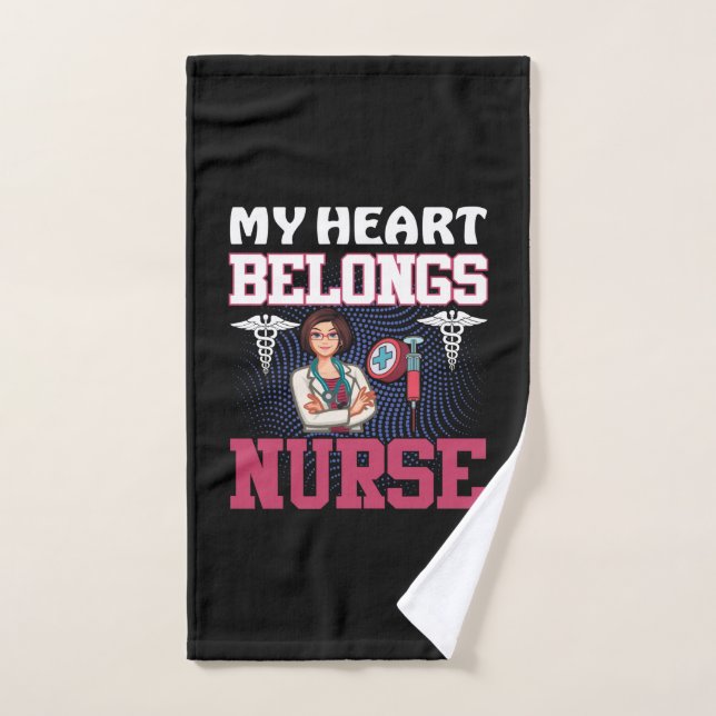 Toalha De Mão Nurse Gift | My Heart Belongs Nurse (Toalha de mão)