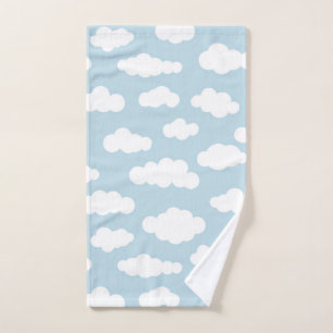 Toalha De Mão Nuvens De Pastel Azul-Bebê E Branco
