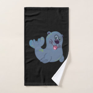 Toalha De Mão O Selo de Tecido Na Caracter Mascote do Logotipo d