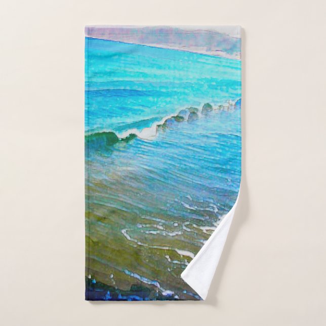Toalha De Mão Ondas de Aquarela  (Toalha de mão)