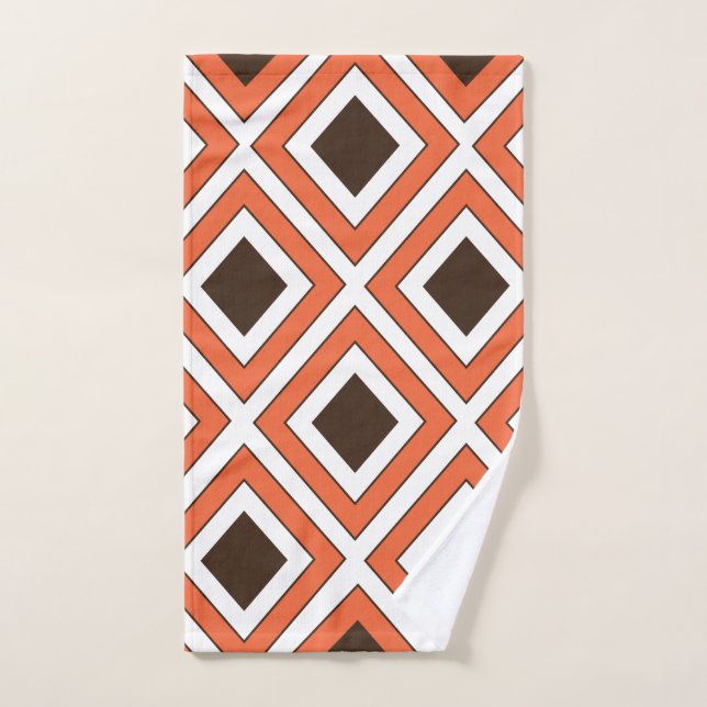 Toalha De Mão Orange Brown Diamond Geométrico (Toalha de mão)