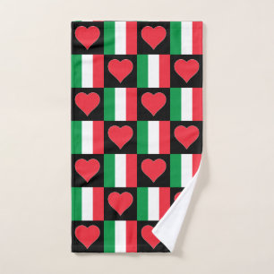 Toalha De Mão Orgulho italiano de bandeiras e padrões cardíacos