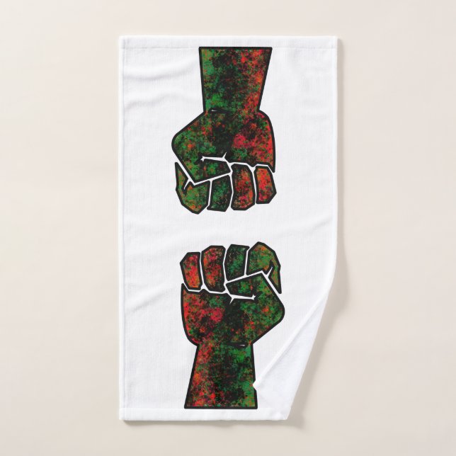 Toalha De Mão orgulho negro vermelho punho verde pano-africano (Toalha de mão)
