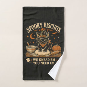Toalha De Mão Padaria de Biscoitos Assustadores Gato Preto Hallo