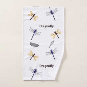 Toalha De Mão Padrão de Dragonfly em branco