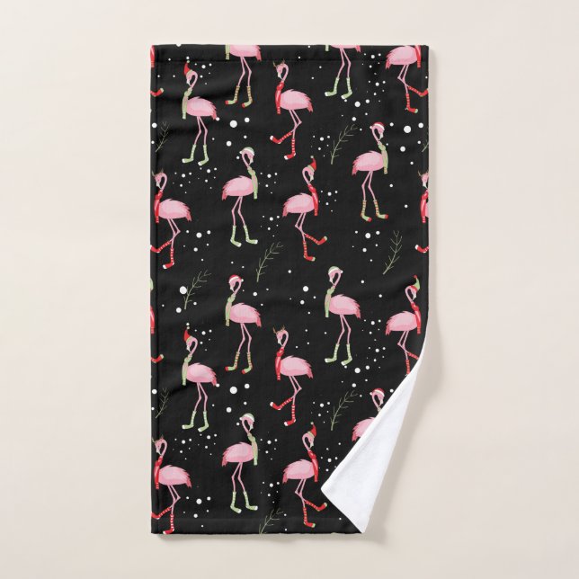 Toalha De Mão Padrão de flamingo cor-de-rosa-natalino (Toalha de mão)