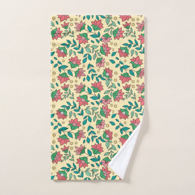 Toalha De Mão Padrão de Folhas de Flores Prensadas Desenhadas à  (Toalha de mão)