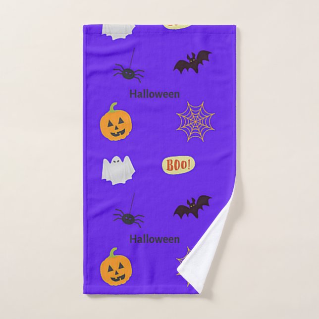 Toalha De Mão Padrão de Halloween em azul (Toalha de mão)