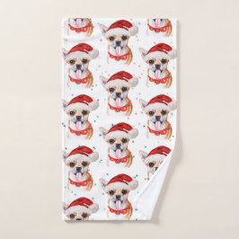 Toalha De Mão Padrão de Natal de Cachorro Chihuahua Fofo