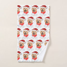 Toalha De Mão Padrão de Natal de Cachorro Chow Chow Fofo