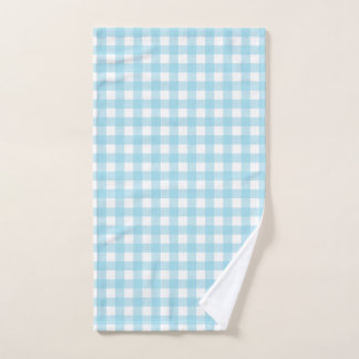 Toalha De Mão Padrão de Pastel Gingham Azul Claro