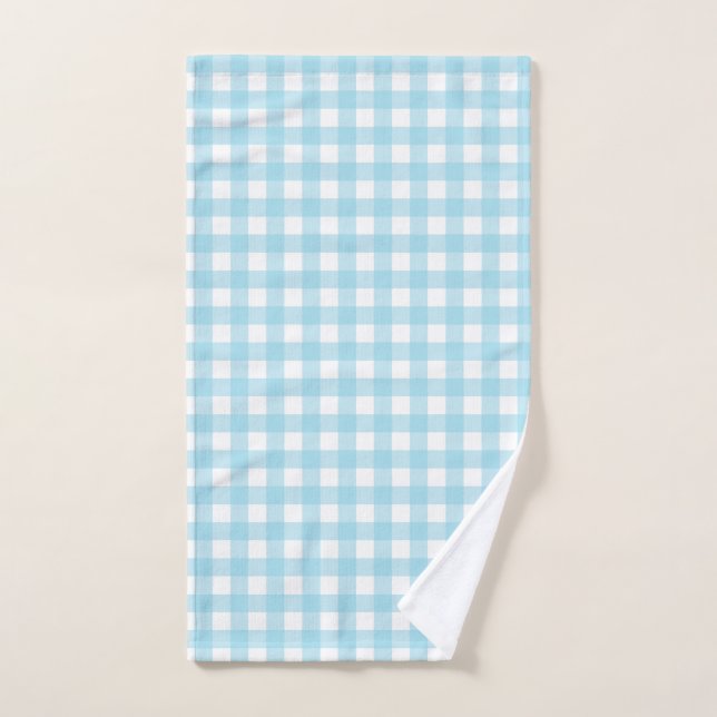 Toalha De Mão Padrão de Pastel Gingham Azul Claro (Toalha de mão)