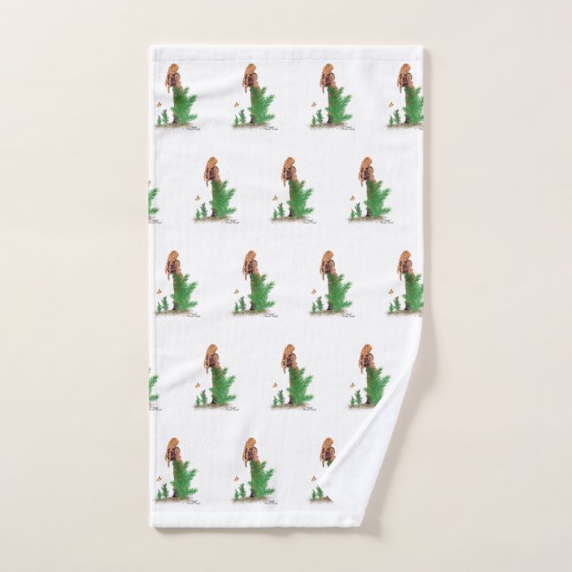 Toalha De Mão Padrão de Pinup Girl do Hiker Redhead (Toalha de mão)