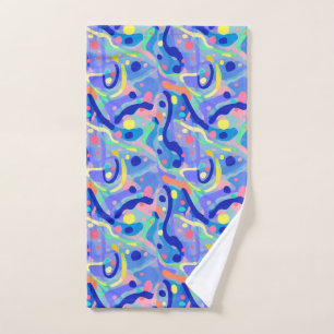 Toalha De Mão Padrão de repetição de neon azul-Abstrato de-grana