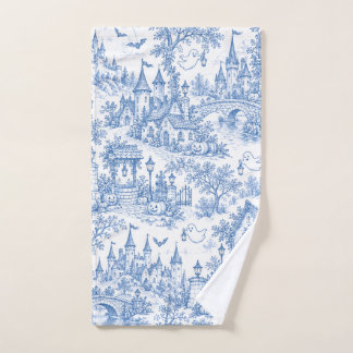 Toalha De Mão Padrão de Toile de Halloween Azul com Fantasmas da