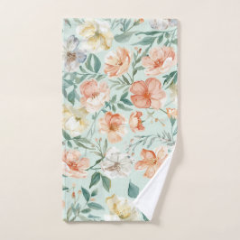 Toalha De Mão Padrão Floral Azul Aquarela Prado de Flores Silves