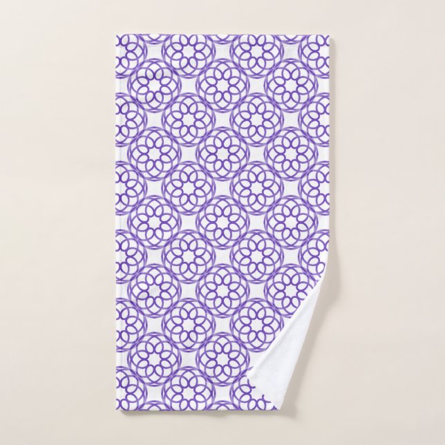 Toalha De Mão Padrão Geométrico Branco Roxo Sem Costura (Toalha de mão)