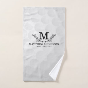 Toalha De Mão Padrão Personalizado da Bola de Golfe Nome Monogr