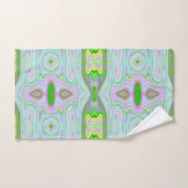 Toalha De Mão Padrão retroAbstrato cor-de-rosa, Verde limão e ág