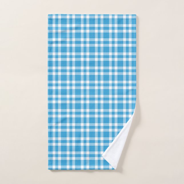 Toalha De Mão Padrão Xadrez Azul Branco (Toalha de mão)