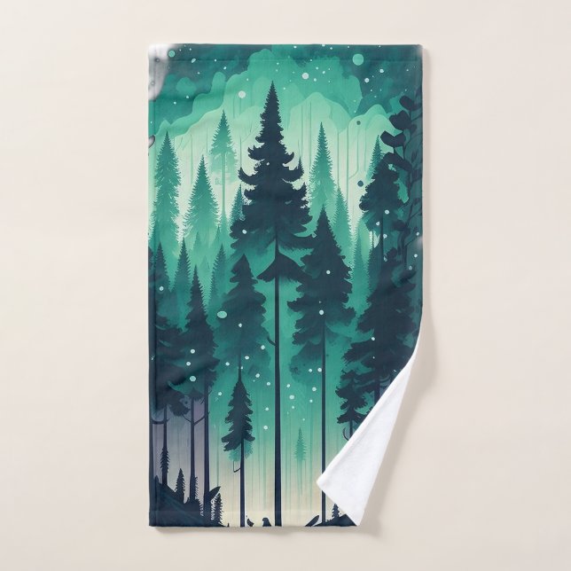 Toalha De Mão Paisagem da Floresta Pinha (Toalha de mão)