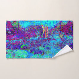 Toalha De Mão Paisagem de Jardim Azul Impressionista Psicodélico