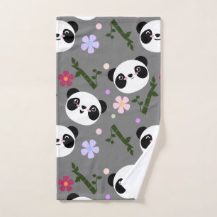 Toalha De Mão Panda de Kawaii em cinzas
