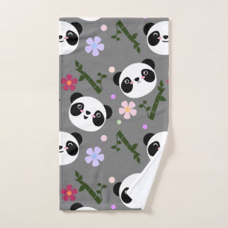 Toalha De Mão Panda de Kawaii em cinzas
