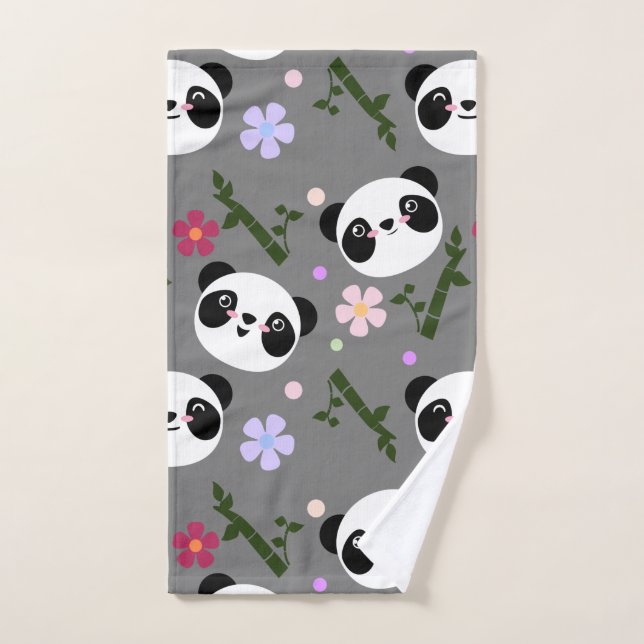 Toalha De Mão Panda de Kawaii em cinzas (Toalha de mão)